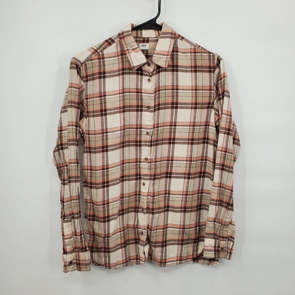 Uniqlo Button Down Plaid Flannel Shirt Long Sleeve Button Down Mens Small